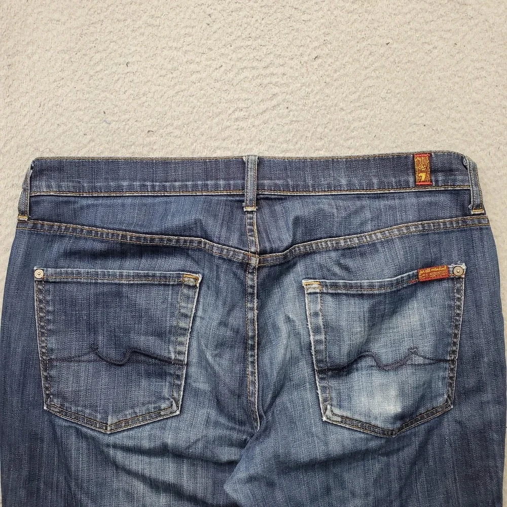 7 For All Mankind Carsen Jeans Mens 34 Blue Denim Distressed Modern Straight Leg